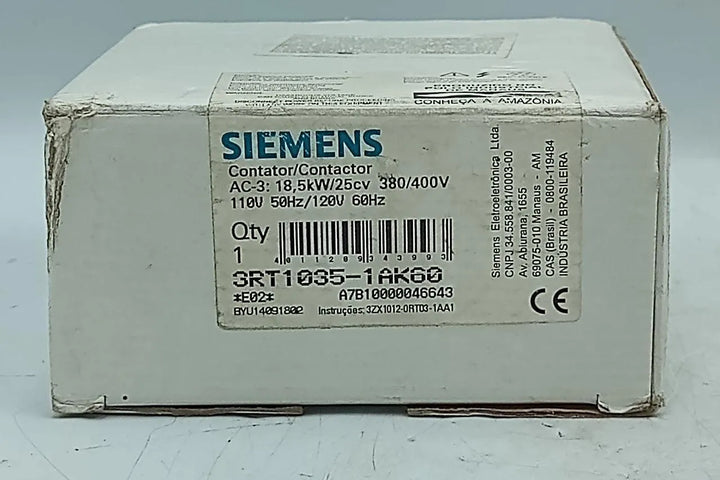 Contator Tripolar Siemens 3RT1035-1AK60 110/120v 50/60Hz - Cabo Eletro