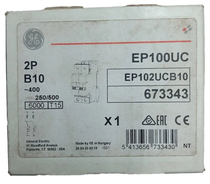 Disjuntor Bipolar GE EP100UC EP102UCB10 673343 B10 400v 6kA - Cabo Eletro