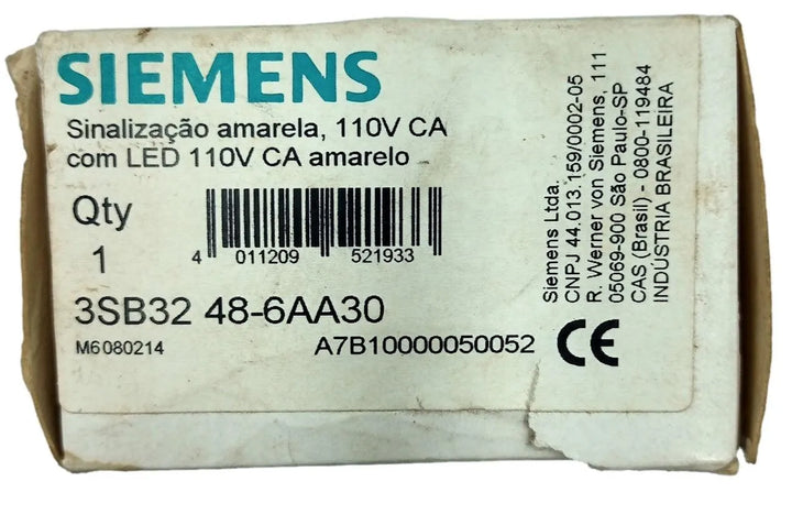 Sinaleiro Amarelo LED Siemens 3SB32 48-6AA30 110v - Cabo Eletro