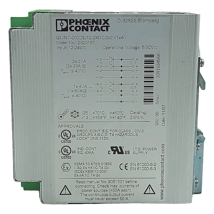 Módulo de Redundância Phoenix Contact QUINT-DIODE 2320157 - Cabo Eletro