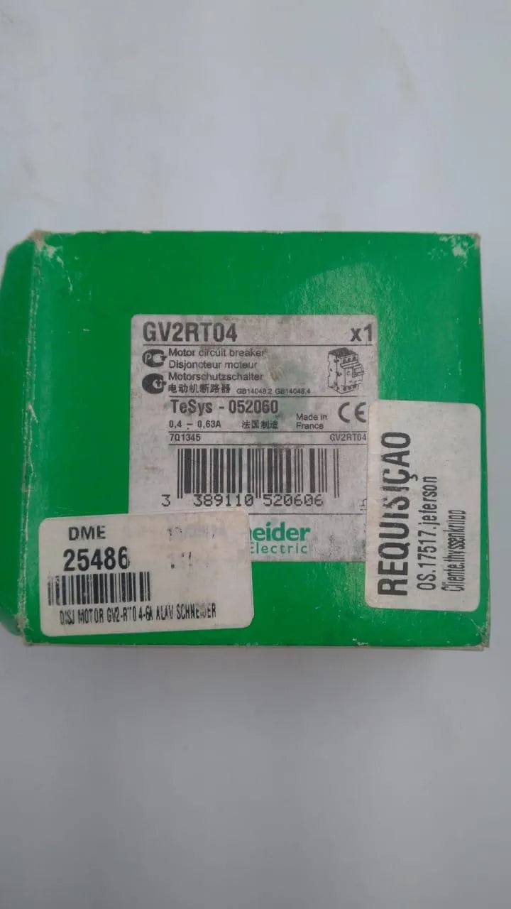 Disjuntor Motor Alavanca Schneider GV2RT04 0,4-0,63A - Cabo Eletro