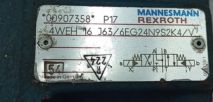 Válvula Solenoide Rexroth P17 4WEH 16 J63/6EG24N9S2K4/V - Cabo Eletro