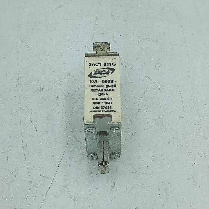 Fusível Retardado DCA 3AC1 811G 500V 10A 120kA - Cabo Eletro