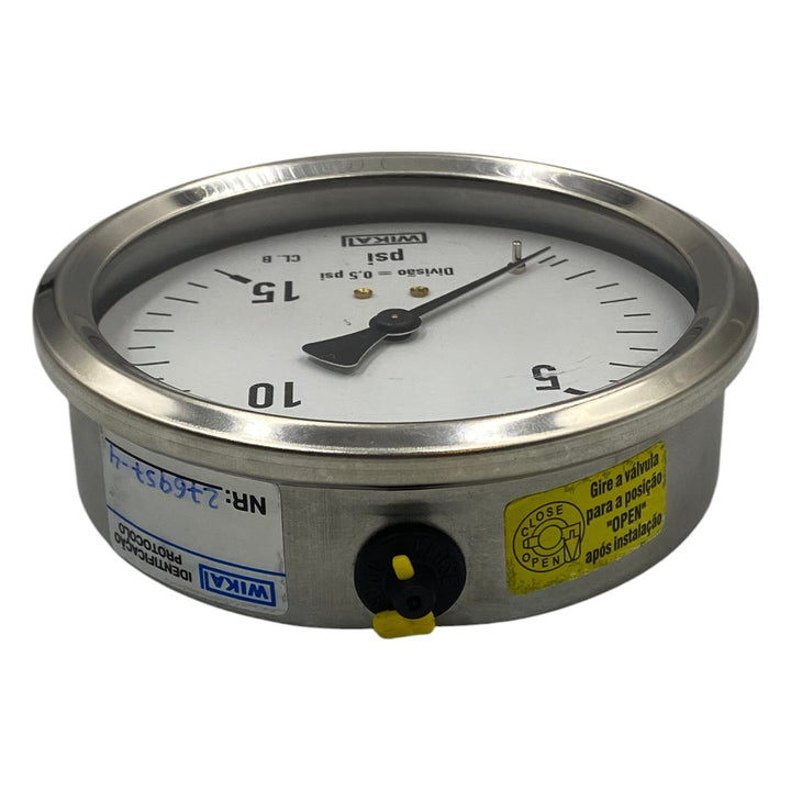 Manômetro WIKA 90mm 0 a 15Psi 1/2NPT - Cabo Eletro