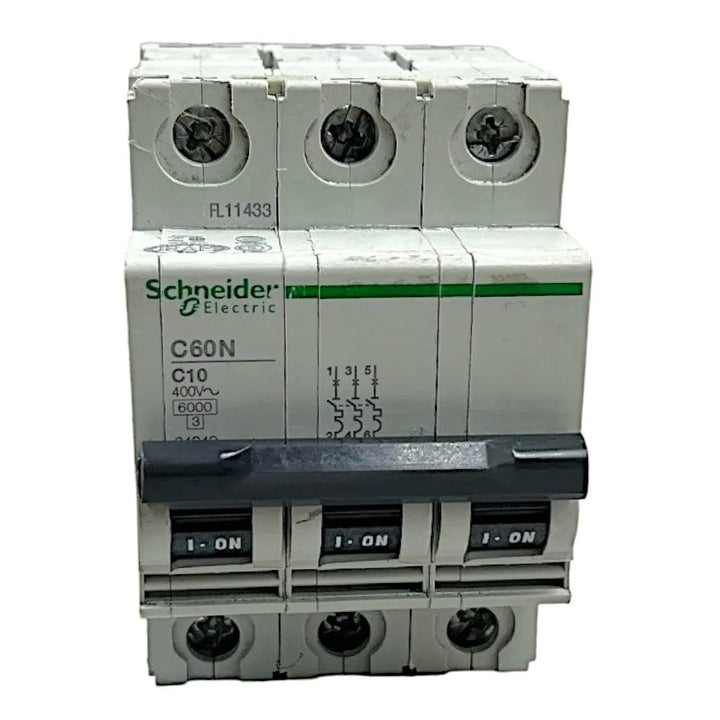 Disjuntor Tripolar Schneider C60N C10 Curva C 10A 400V - Cabo Eletro
