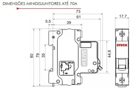 Disjuntor Monopolar SD Steck Curva C 40A SD-61C40 - Cabo Eletro