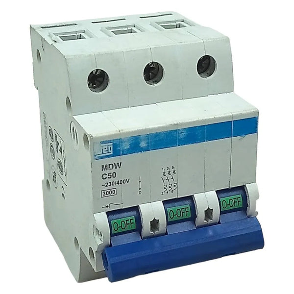 Disjuntor Tripolar Weg MDW-C50 Curva C 50A 230/400v 3kA - Cabo Eletro