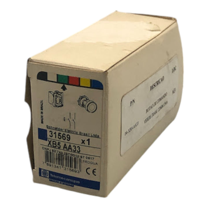 Botão De Comando 22mm Telemecanique XB5-AA33+ZBE-10 2NA - Cabo Eletro