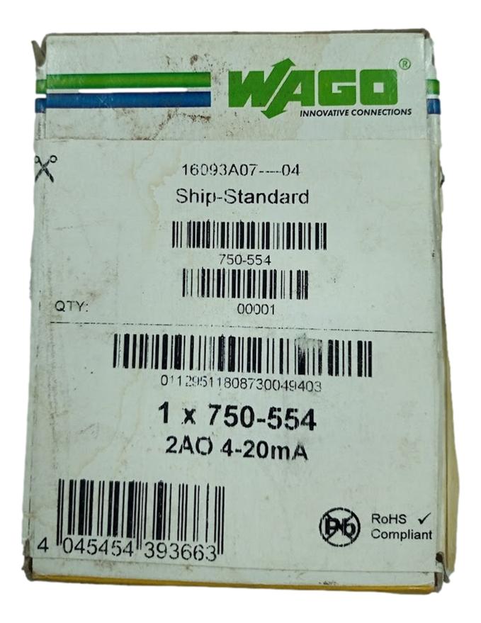 Módulo de Saída Analogica Wago 750-554 4-20mA - Cabo Eletro