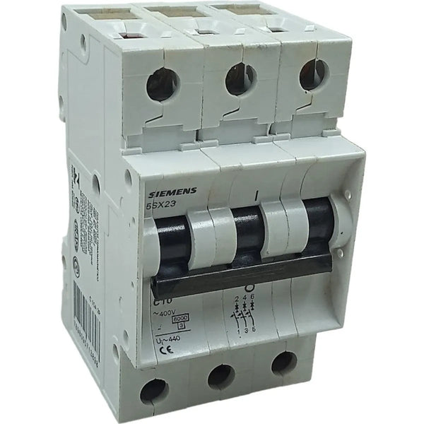 Disjuntor Tripolar Siemens 5SX23-C10 Curva C 10A 400v 6kA - Cabo Eletro