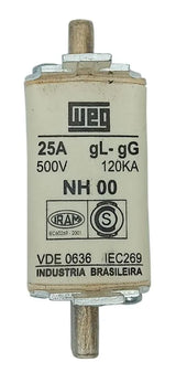 Fusível Retardado Weg FNH00-25U 25A 500v 120kA Kit 3 pçs - Cabo Eletro