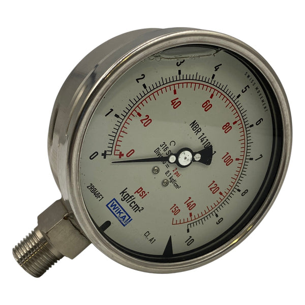 Manômetro Wika 115MM 0-150PSI 0-10KGF 1/2NPT - Cabo Eletro