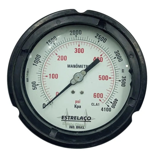 Manômetro Estrelaço 0/600psi 0/4100KPA 115mm x 70mm R 1/4NPT - Cabo Eletro