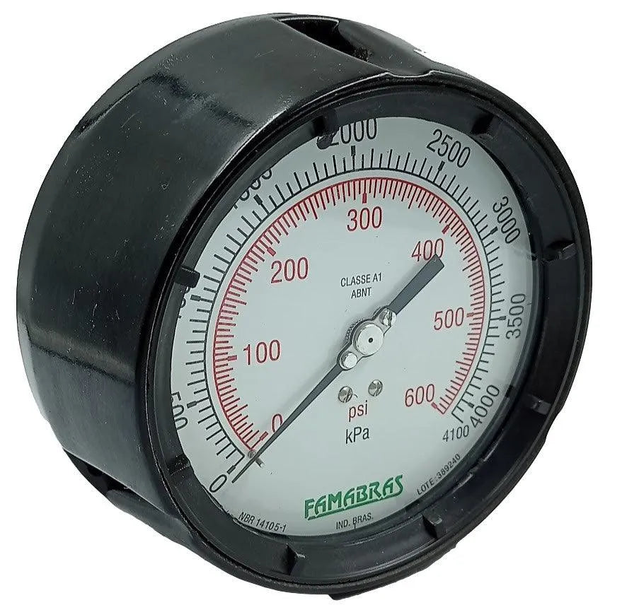 Manômetro Famabras 114/6 600Psi x 4100kPa 1/4NPT DN 130mm - Cabo Eletro