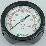 Manômetro Famabras 114/6 600Psi x 4100kPa 1/4NPT DN 130mm - Cabo Eletro