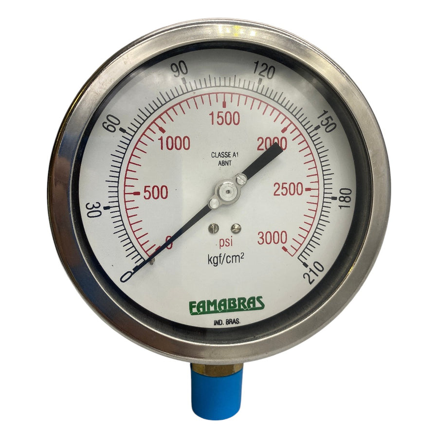 Manômetro Wika DN 105mm 0 a 3000Psi x 0 a 210KGF/cm² 1/2NPT - Cabo Eletro
