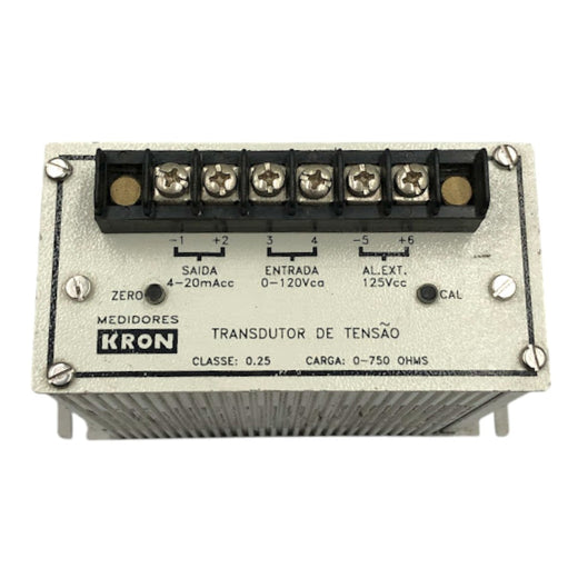 Transdutor De Tensão KRON 0-750 OHMS 0-120vCA 4-20mA 125vCC - Cabo Eletro