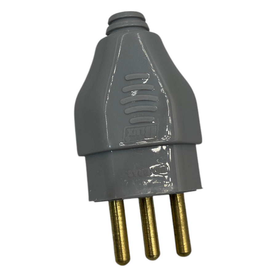 Plugue Cinza LUX 180° 2P+T 20A - Cabo Eletro