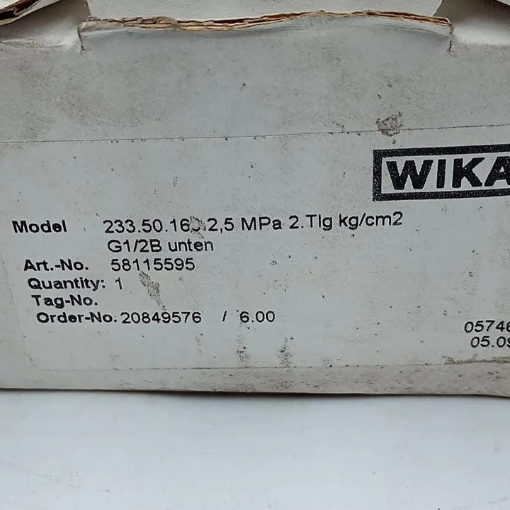 Manômetro Wika 233.50.160 2,5MPa 2,TLg kg/cm² 1/2NPT DN 15cm - Cabo Eletro