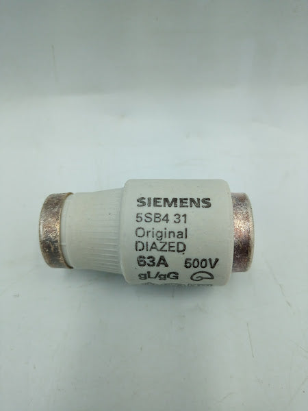 Fusível Diazed Porcelana Retardado Tamanho DIII 63A 50X27X27MM  500VCA/220VCC Código Cobre Siemens