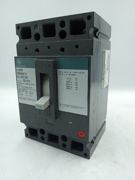 Disjuntor Termomagnetico Ge Thed136125 125amp. 3p Novo. - Cabo Eletro