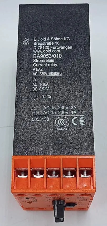 Relé de Corrente DOLD BA9053/010 AC1-10A AC230v 0-20S - Cabo Eletro