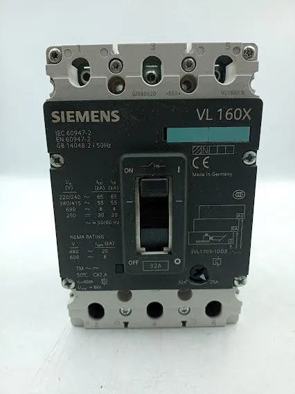 Disjuntor Siemens 3vl1703-1dd33-0aa0 32a 3p 220 - Cabo Eletro