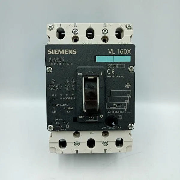 Disjuntor Siemens VL 160X 3P 20A 480v - Cabo Eletro