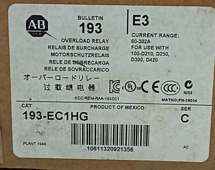 Relé de Sobrecarga Allen-Bradley 193-EC1HG C 60-302A - Cabo Eletro