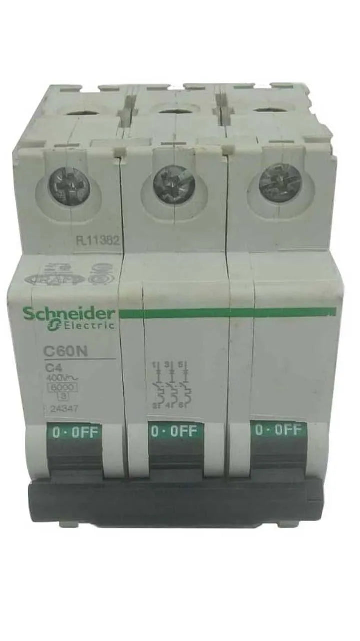 Disjuntor Termomagnético Schneider C60N C4 3P 400V 4A - Cabo Eletro