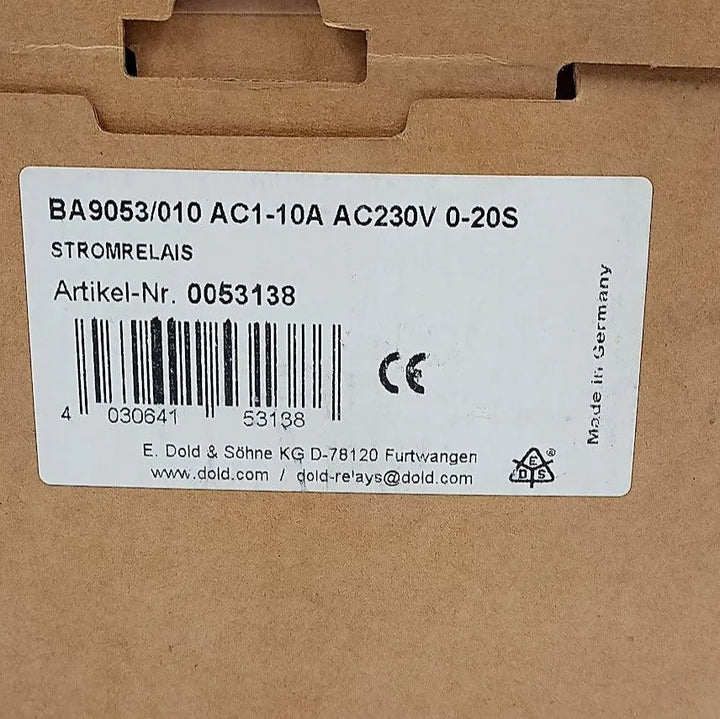 Relé de Corrente DOLD BA9053/010 AC1-10A AC230v 0-20S - Cabo Eletro