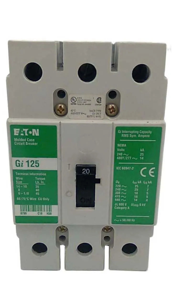 Disjuntor Eaton Gi125 3P 20A 600v - Cabo Eletro