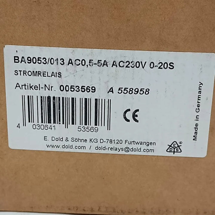 Relé de Corrente DOLD BA9053/013 AC0,5A-5A AC230v 0-20s - Cabo Eletro