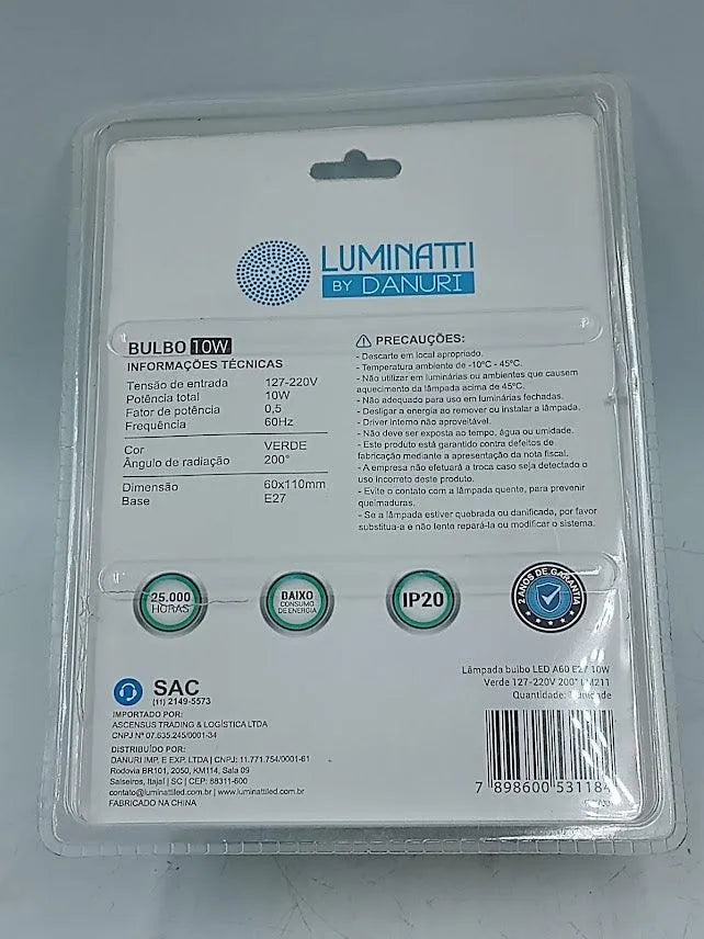 Lâmpada Bulbo Luminatti 127-220V 60HZ 10W (KIT 2 PEÇAS) - Cabo Eletro