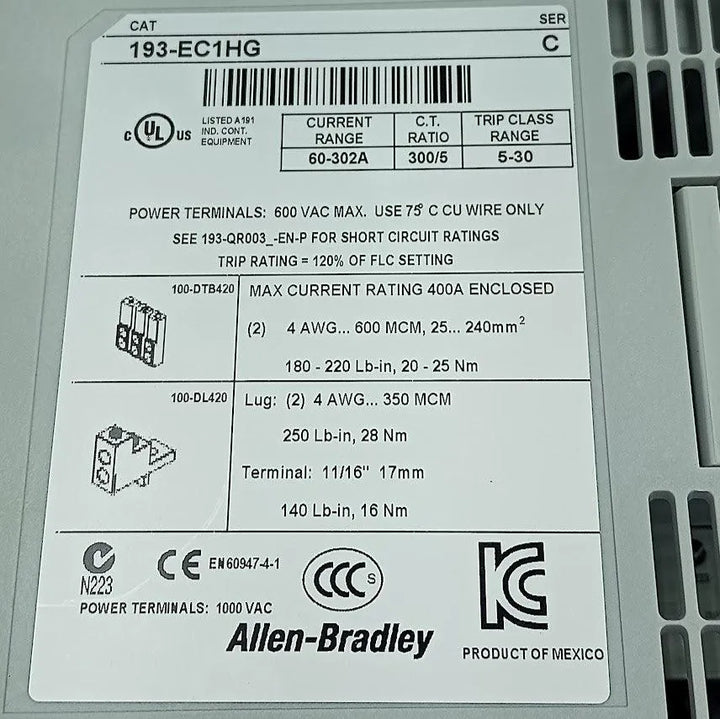 Relé de Sobrecarga Allen-Bradley 193-EC1HG C 60-302A - Cabo Eletro