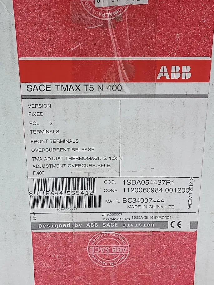 Disjuntor Abb Sace TMAX T5 N 400 1000V 8KV 400A 50/60Hz - Cabo Eletro