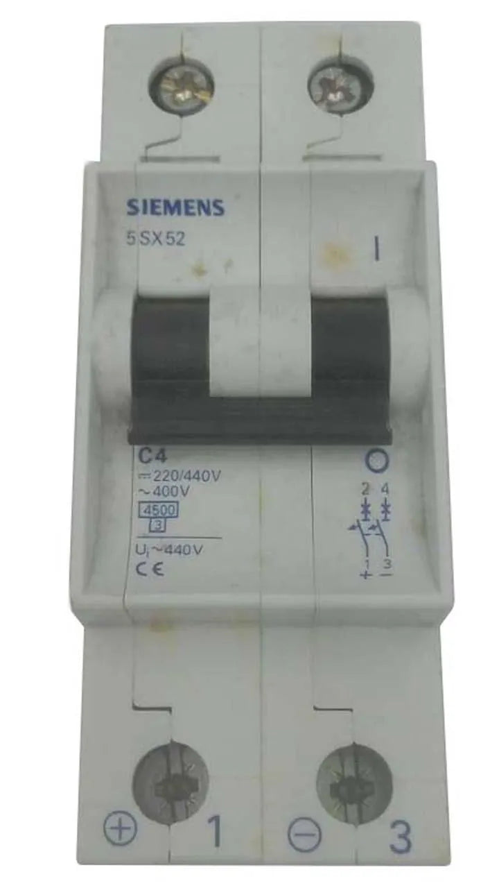 Disjuntor Bipolar Siemens 5SX52 C4 - Cabo Eletro