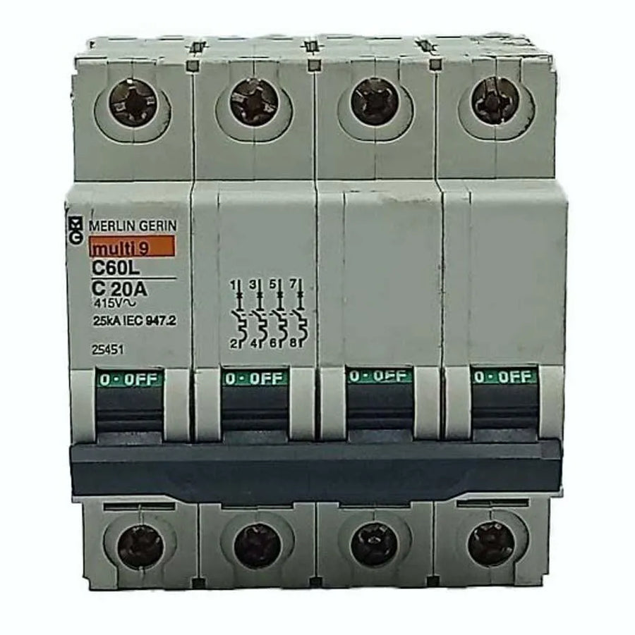 Disjuntor Termomagnético Melin Gerin Multi 9 C60L C20A 415V - Cabo Eletro
